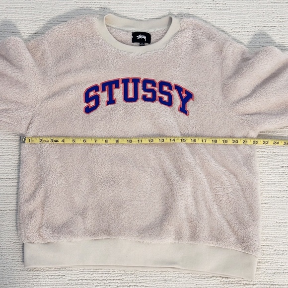 STUSSY Pilar Women’s L Cream Sweatshirt Sherpa Fleece Collegiate Streetwear - Picture 7 of 12